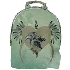 Eagle, Animal, Bird, Feathers, Fantasy, Lineart, Flowers, Blossom, Elegance, Decorative Mini Full Print Backpack by FantasyWorld7