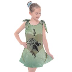 Eagle, Animal, Bird, Feathers, Fantasy, Lineart, Flowers, Blossom, Elegance, Decorative Kids  Tie Up Tunic Dress by FantasyWorld7