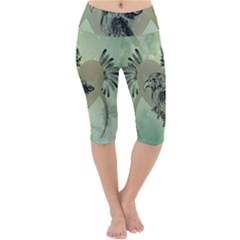 Eagle, Animal, Bird, Feathers, Fantasy, Lineart, Flowers, Blossom, Elegance, Decorative Lightweight Velour Cropped Yoga Leggings by FantasyWorld7