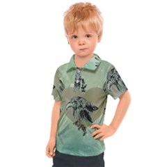 Eagle, Animal, Bird, Feathers, Fantasy, Lineart, Flowers, Blossom, Elegance, Decorative Kids  Polo Tee