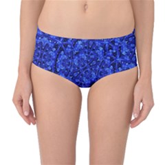 Blue Fancy Ornate Print Pattern Mid-waist Bikini Bottoms by dflcprintsclothing