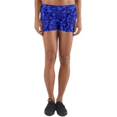 Blue Fancy Ornate Print Pattern Yoga Shorts by dflcprintsclothing