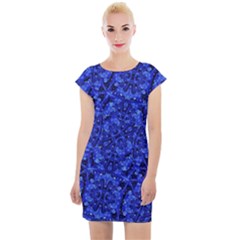 Blue Fancy Ornate Print Pattern Cap Sleeve Bodycon Dress by dflcprintsclothing