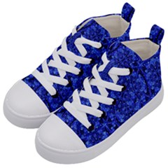 Blue Fancy Ornate Print Pattern Kids  Mid-top Canvas Sneakers