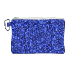 Blue Fancy Ornate Print Pattern Canvas Cosmetic Bag (large)