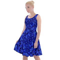 Blue Fancy Ornate Print Pattern Knee Length Skater Dress