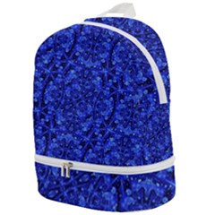 Blue Fancy Ornate Print Pattern Zip Bottom Backpack by dflcprintsclothing