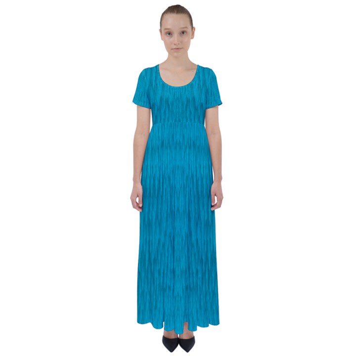 Festive Rainbow, Season To Wear Blue High Waist Short Sleeve Maxi Dress