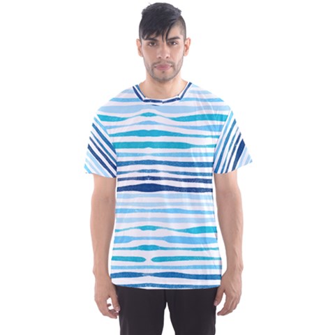 Blue Waves Pattern Men s Sports Mesh Tee by designsbymallika