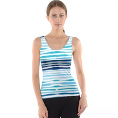 Blue Waves Pattern Tank Top by designsbymallika