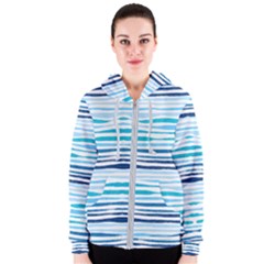 Blue Waves Pattern Women s Zipper Hoodie by designsbymallika