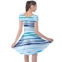 BLUE WAVES PATTERN Cap Sleeve Dress View2