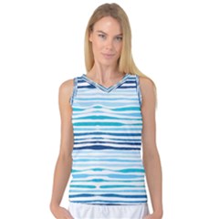 Blue Waves Pattern Women s Basketball Tank Top by designsbymallika