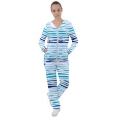 Blue Waves Pattern Women s Tracksuit by designsbymallika