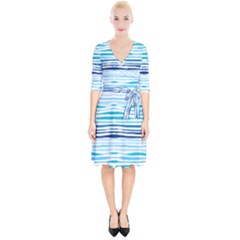 Blue Waves Pattern Wrap Up Cocktail Dress by designsbymallika