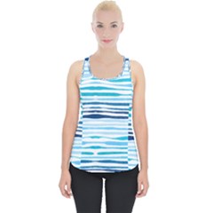 Blue Waves Pattern Piece Up Tank Top by designsbymallika