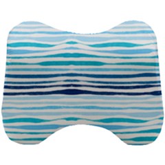 Blue Waves Pattern Head Support Cushion by designsbymallika