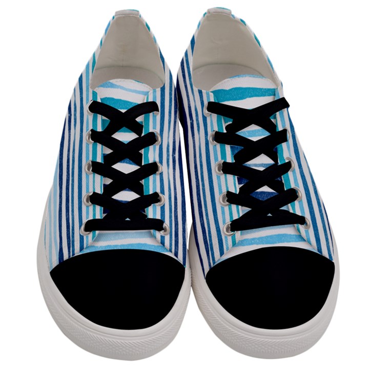 BLUE WAVES PATTERN Men s Low Top Canvas Sneakers