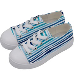 Blue Waves Pattern Kids  Low Top Canvas Sneakers by designsbymallika