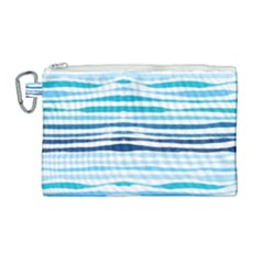 Blue Waves Pattern Canvas Cosmetic Bag (large)