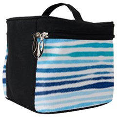 Blue Waves Pattern Make Up Travel Bag (big) by designsbymallika