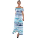 BLUE WAVES PATTERN Off Shoulder Open Front Chiffon Dress View1