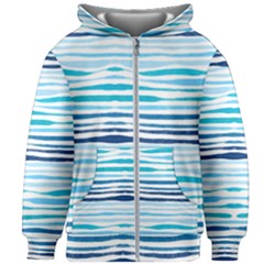 Blue Waves Pattern Kids  Zipper Hoodie Without Drawstring by designsbymallika