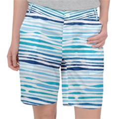 Blue Waves Pattern Pocket Shorts by designsbymallika