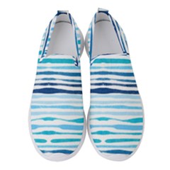 Blue Waves Pattern Women s Slip On Sneakers