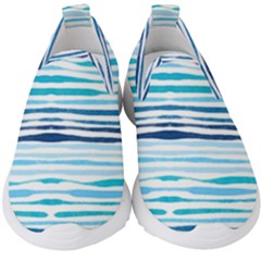 Blue Waves Pattern Kids  Slip On Sneakers by designsbymallika