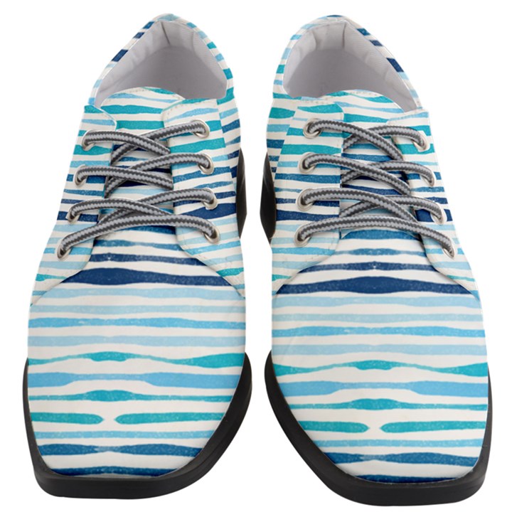 BLUE WAVES PATTERN Women Heeled Oxford Shoes