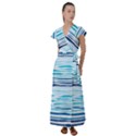 BLUE WAVES PATTERN Flutter Sleeve Maxi Dress View1