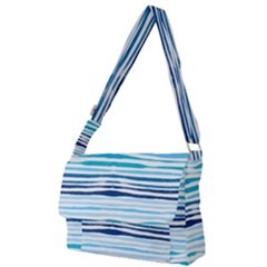 Blue Waves Pattern Full Print Messenger Bag (l)