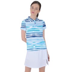 Blue Waves Pattern Women s Polo Tee