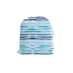 Blue Waves Pattern Drawstring Pouch (medium) by designsbymallika