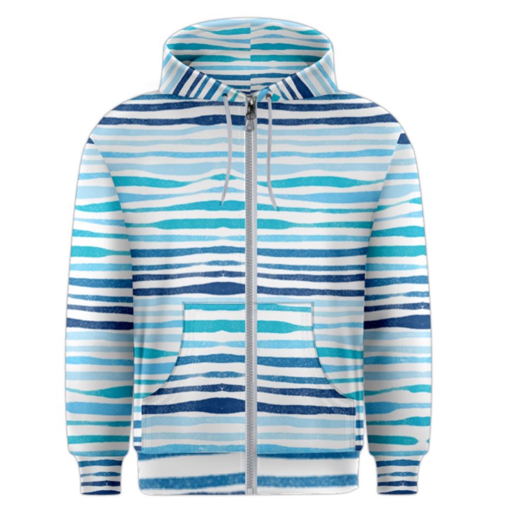 BLUE WAVES PATTERN Men s Zipper Hoodie