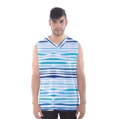 Blue Waves Pattern Men s Basketball Tank Top by designsbymallika