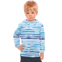 Blue Waves Pattern Kids  Hooded Pullover by designsbymallika