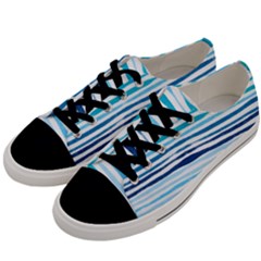 Blue Waves Pattern Men s Low Top Canvas Sneakers by designsbymallika