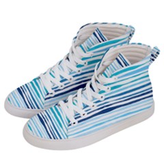 Blue Waves Pattern Women s Hi-top Skate Sneakers by designsbymallika