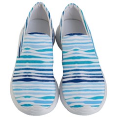 Blue Waves Pattern Women s Lightweight Slip Ons by designsbymallika