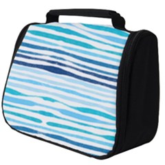 Blue Waves Pattern Full Print Travel Pouch (big) by designsbymallika