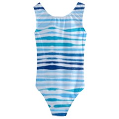 Blue Waves Pattern Kids  Cut-out Back One Piece Swimsuit by designsbymallika