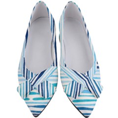 Blue Waves Pattern Women s Bow Heels