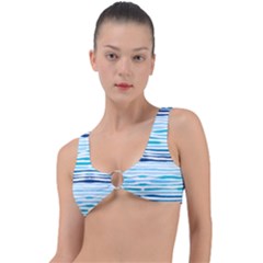 Blue Waves Pattern Ring Detail Bikini Top