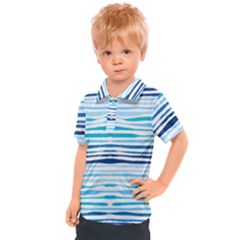 Blue Waves Pattern Kids  Polo Tee