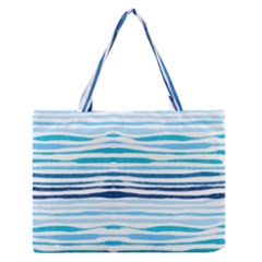 Blue Waves Pattern Zipper Medium Tote Bag by designsbymallika