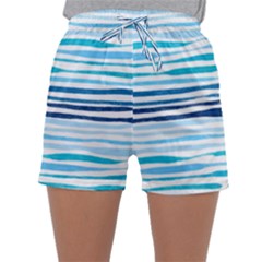 Blue Waves Pattern Sleepwear Shorts by designsbymallika