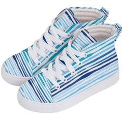 Blue Waves Pattern Kids  Hi-top Skate Sneakers by designsbymallika