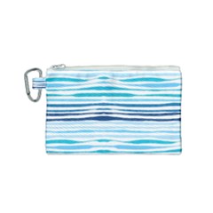 Blue Waves Pattern Canvas Cosmetic Bag (small) by designsbymallika